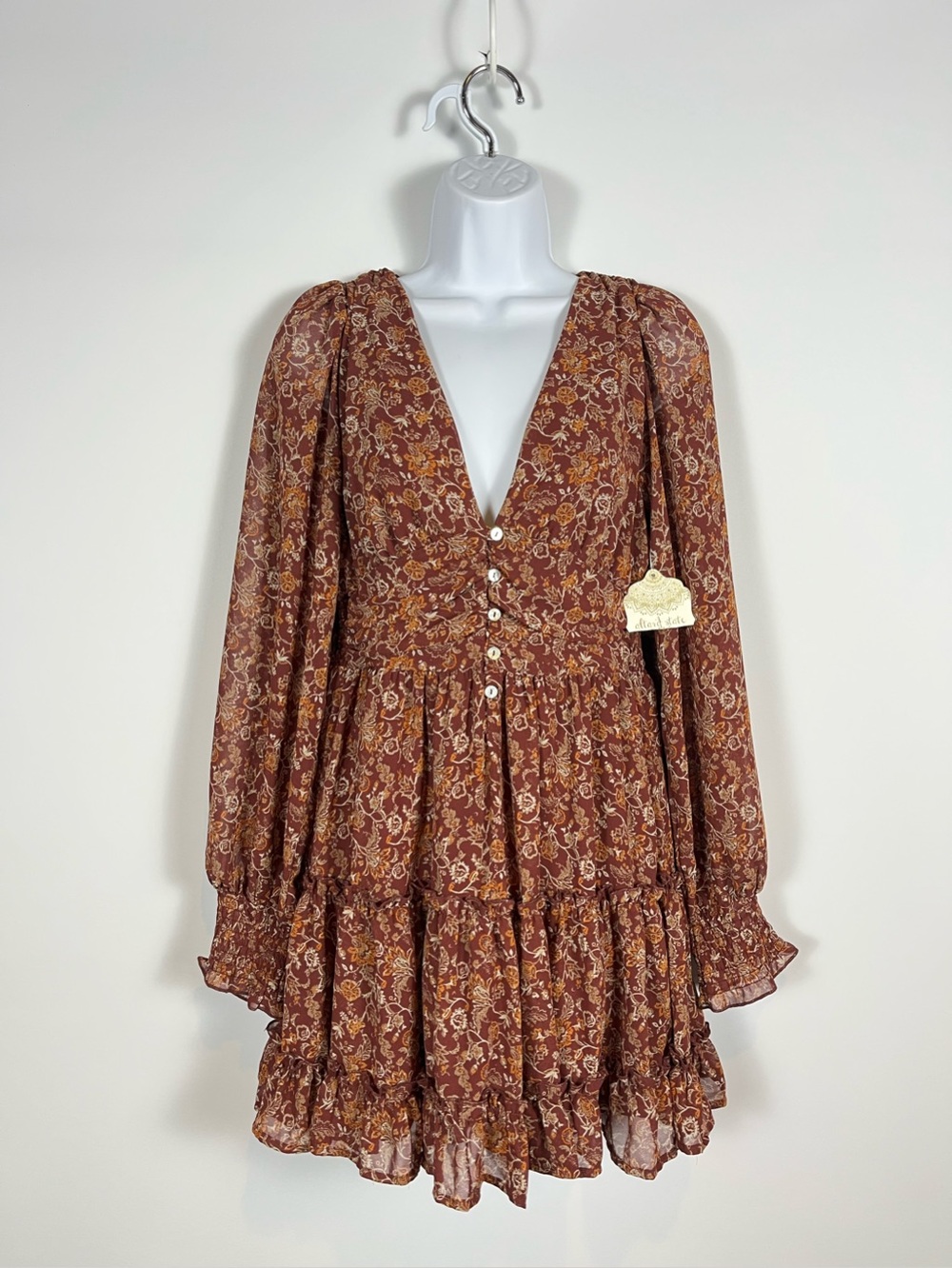 Altar'd State Floral Ruffled Mini Dress Size Small New With Tags
